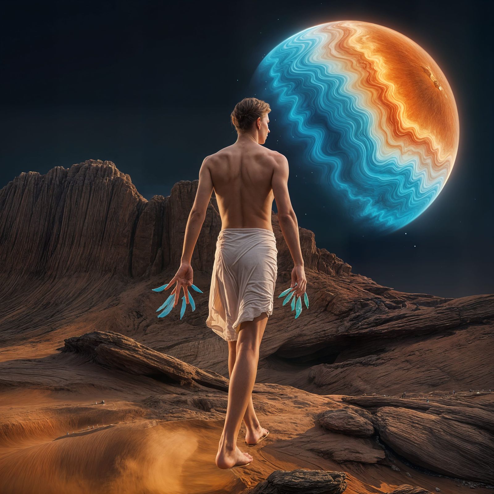 Barefoot Man in Mini Skirt Travels to Venus