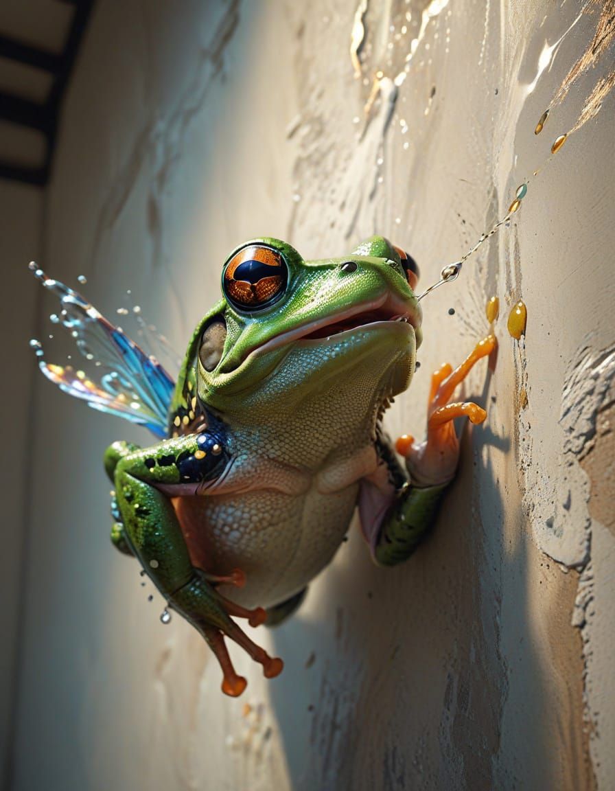 Frog Portrait in Vibrant Colors with Triadic Hues