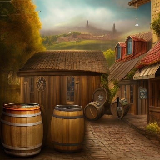 Country Wine Inn: Detailed Matte Painting in 8K