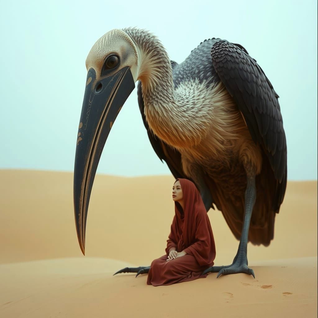 Dramatic Bird Portrait with Dune Landscape