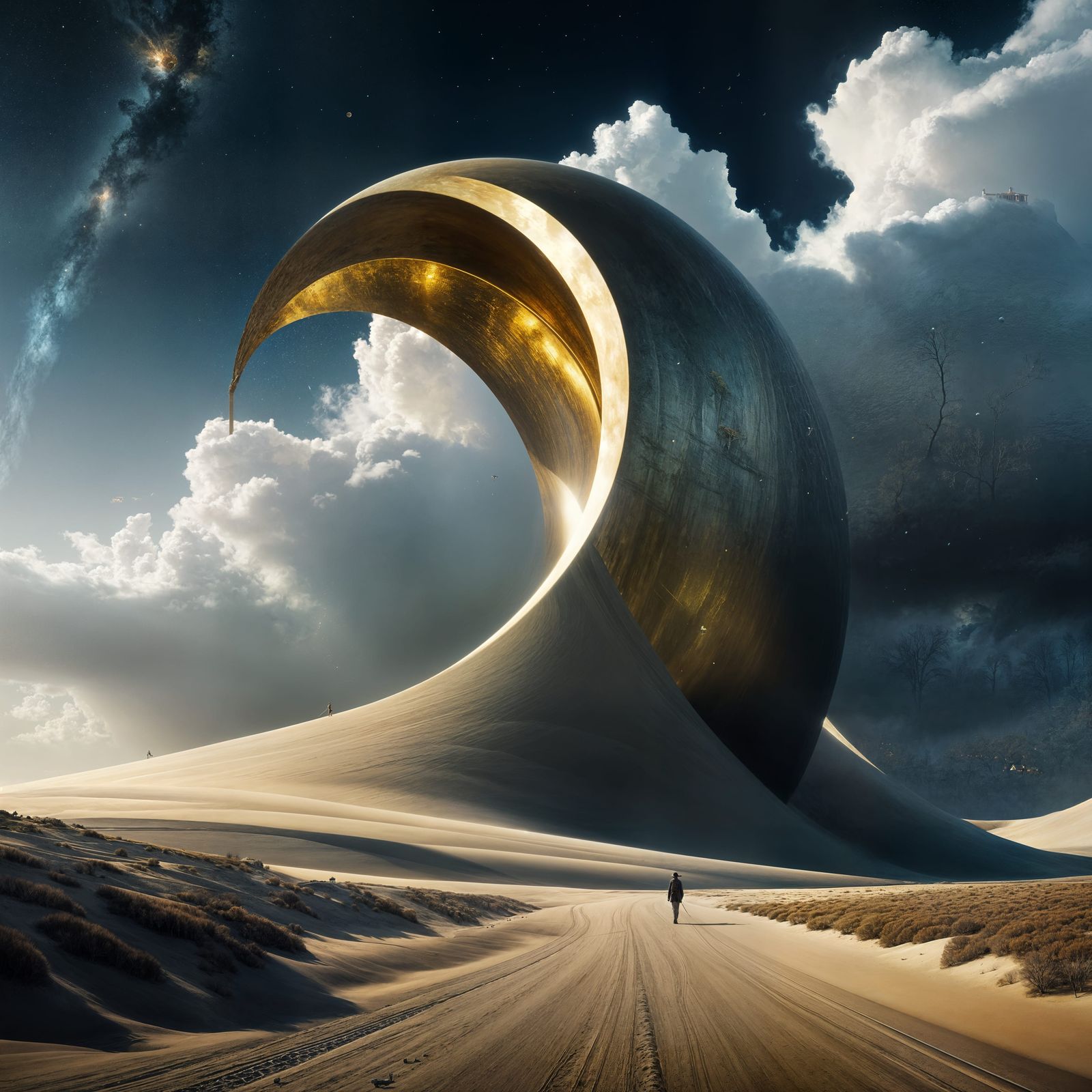 Golden Hyperrealistic Energy Source in Magical Realism Style