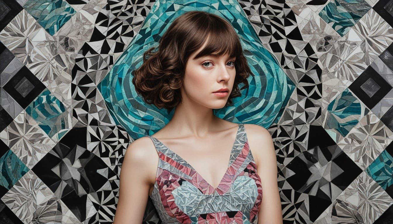 Ethereal Woman: Surreal 3D Collage Portrait