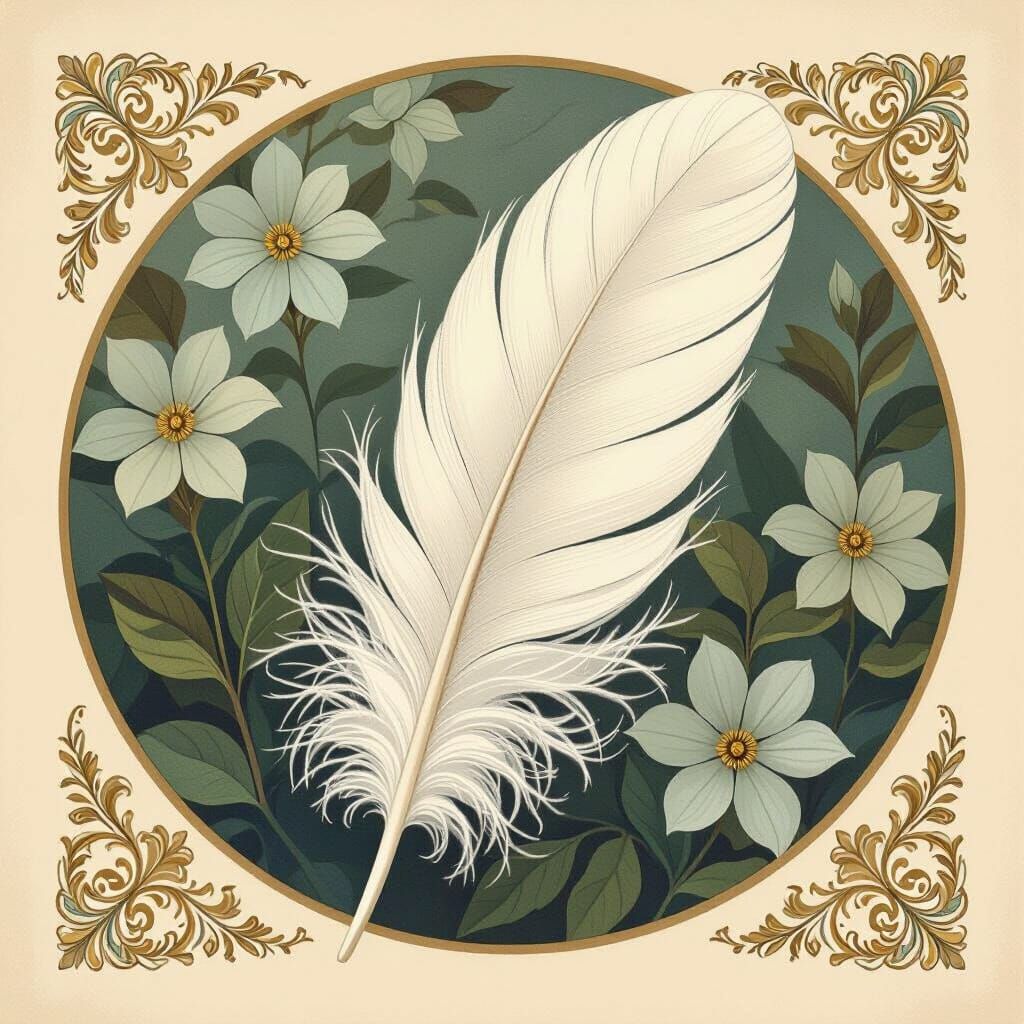 White Feather Illustration in Audubon Style