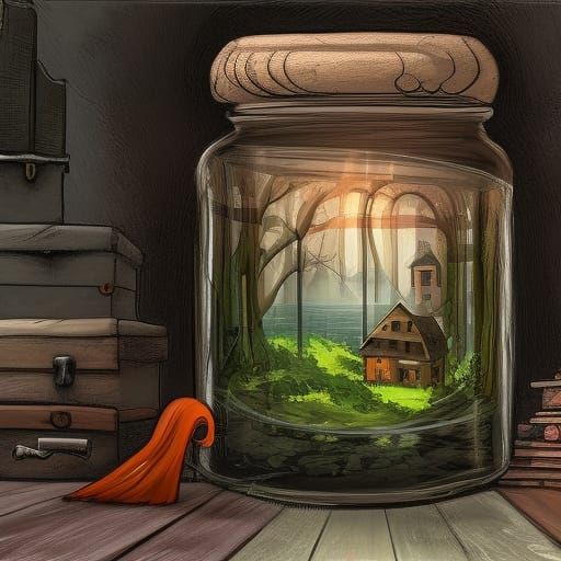 House in a Jar: Detailed Matte Painting