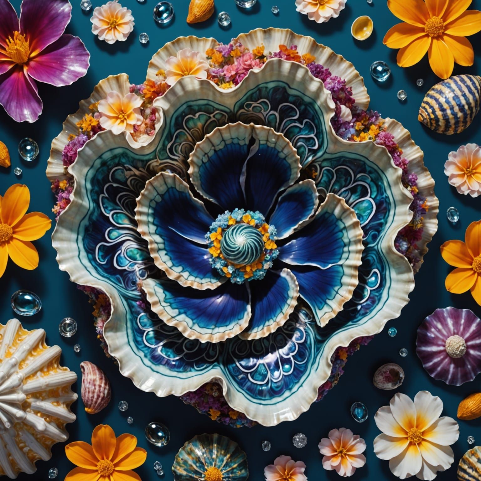 Ornate Giant Clam with Diamond Shell: Hyperrealistic Splash ...