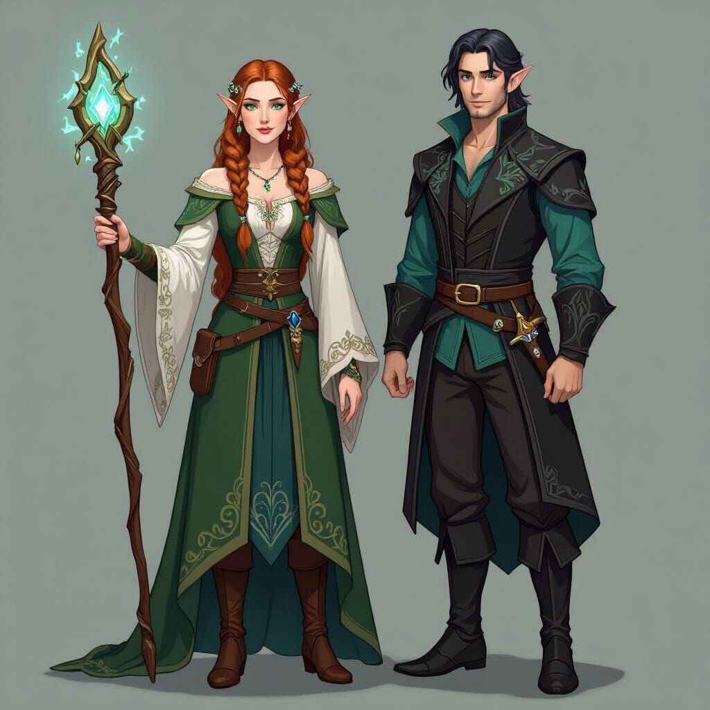 Keyleth and Vax'ildan in 14th Century Attire