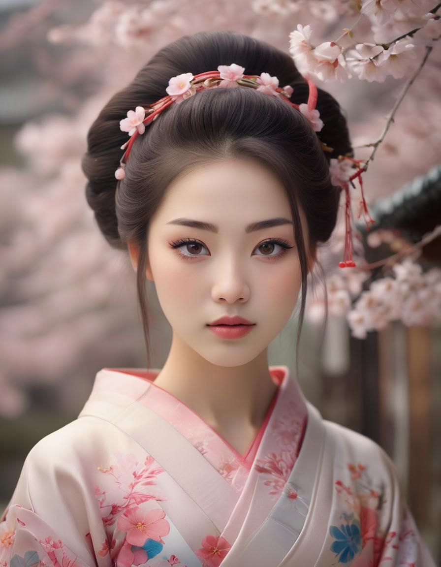 Geisha Portrait in Miho Hirano Style