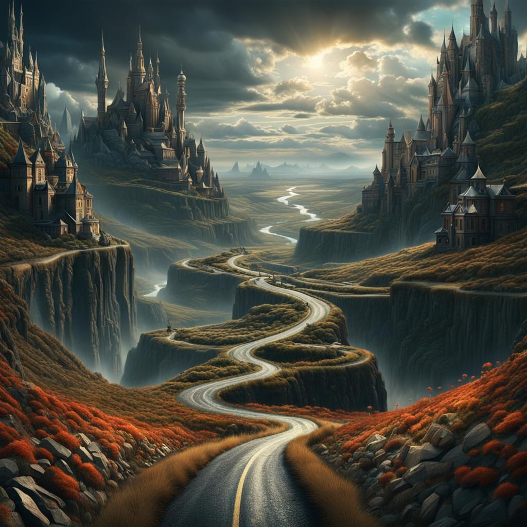 Dramatic Road in Atmospheric Digital Matte Painting