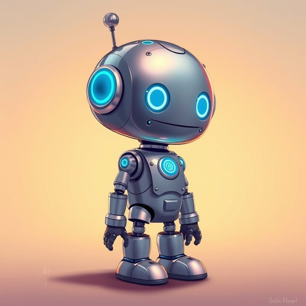 Cute Robot in Futuristic Whimsy