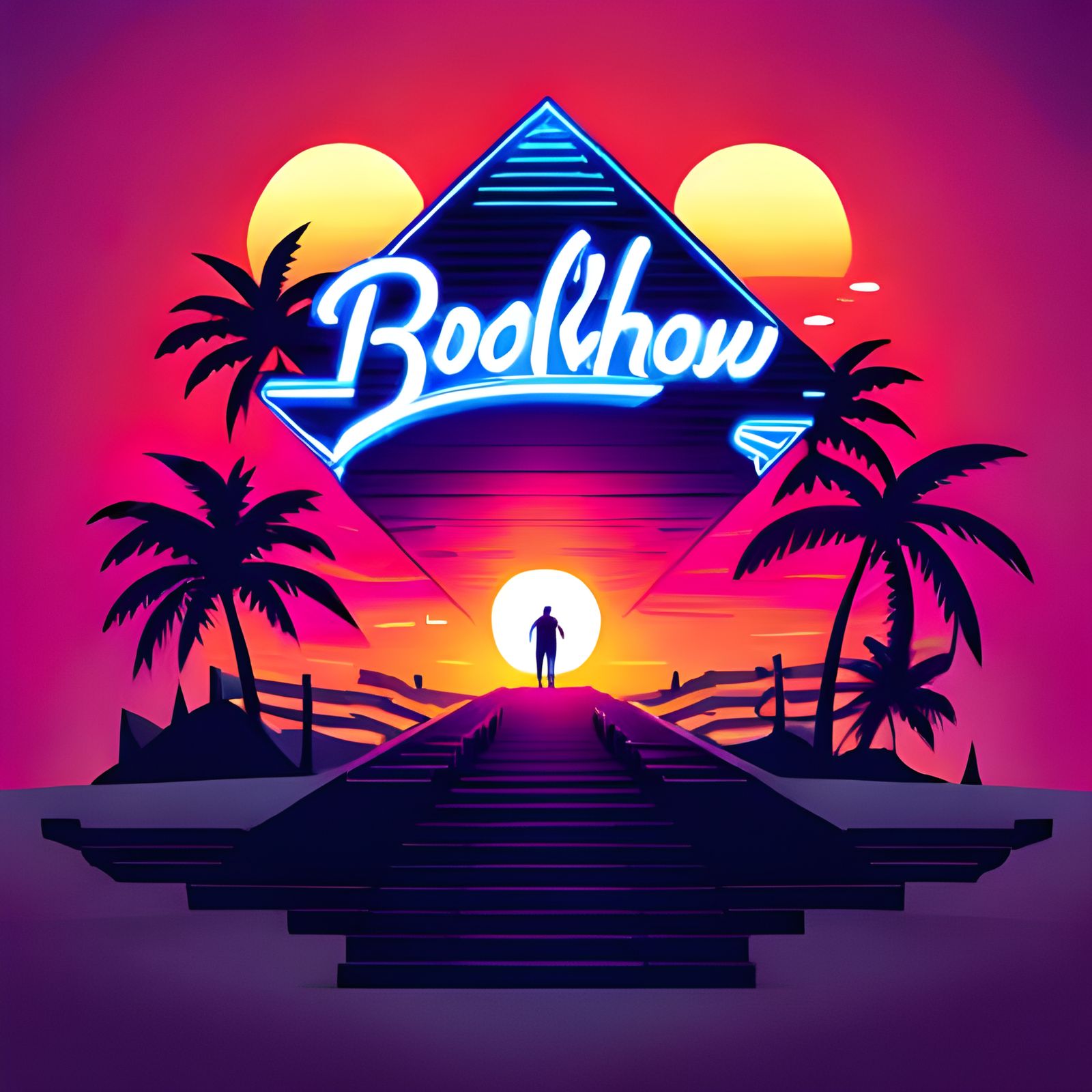 Synthwave Beer Logo Design Ready to Print