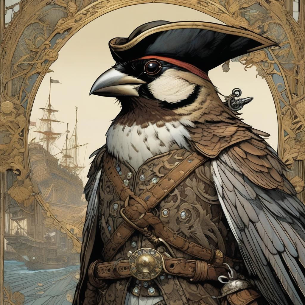 Sparrow Pirate Portrait in Detailed Matte Painting