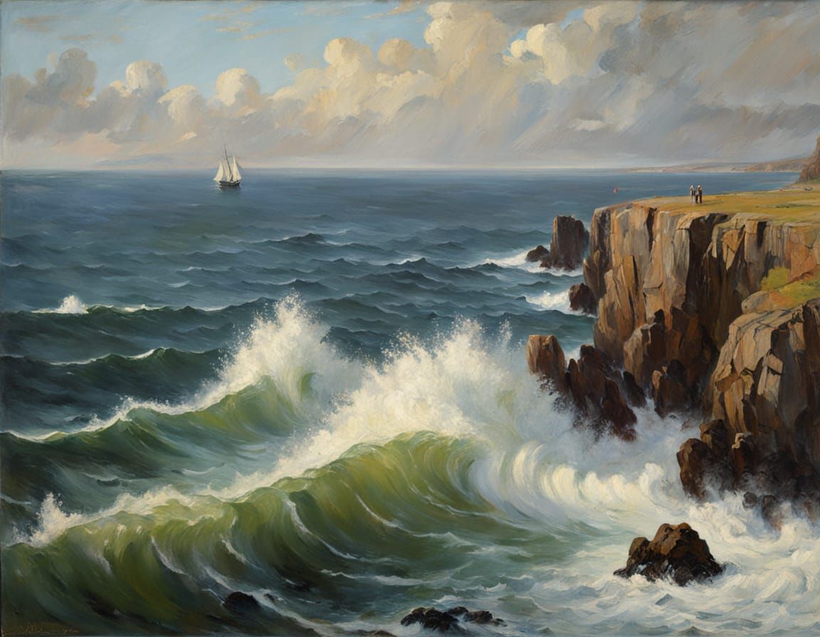 Coastal Cape Oil Painting at Golden Hour