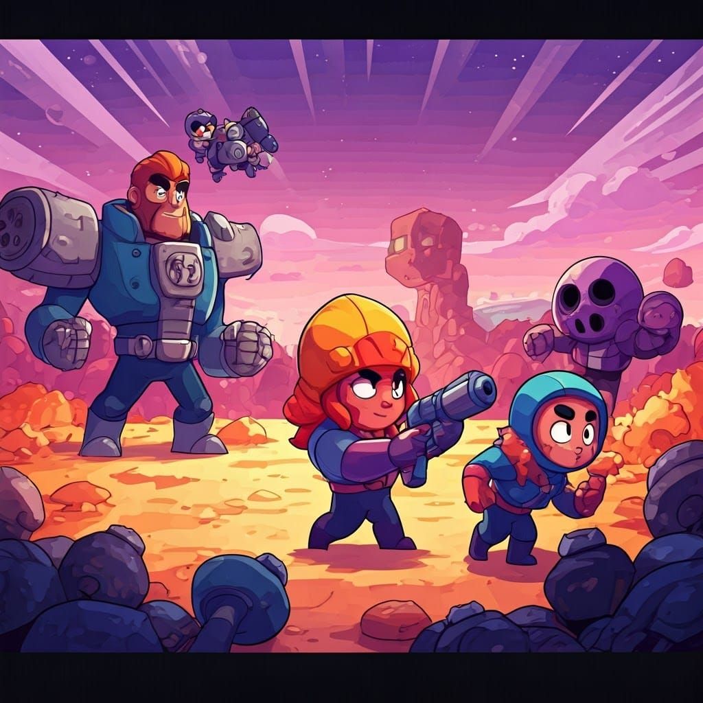 Brawl Stars Comic Book Illustration in Sci-Fi Style