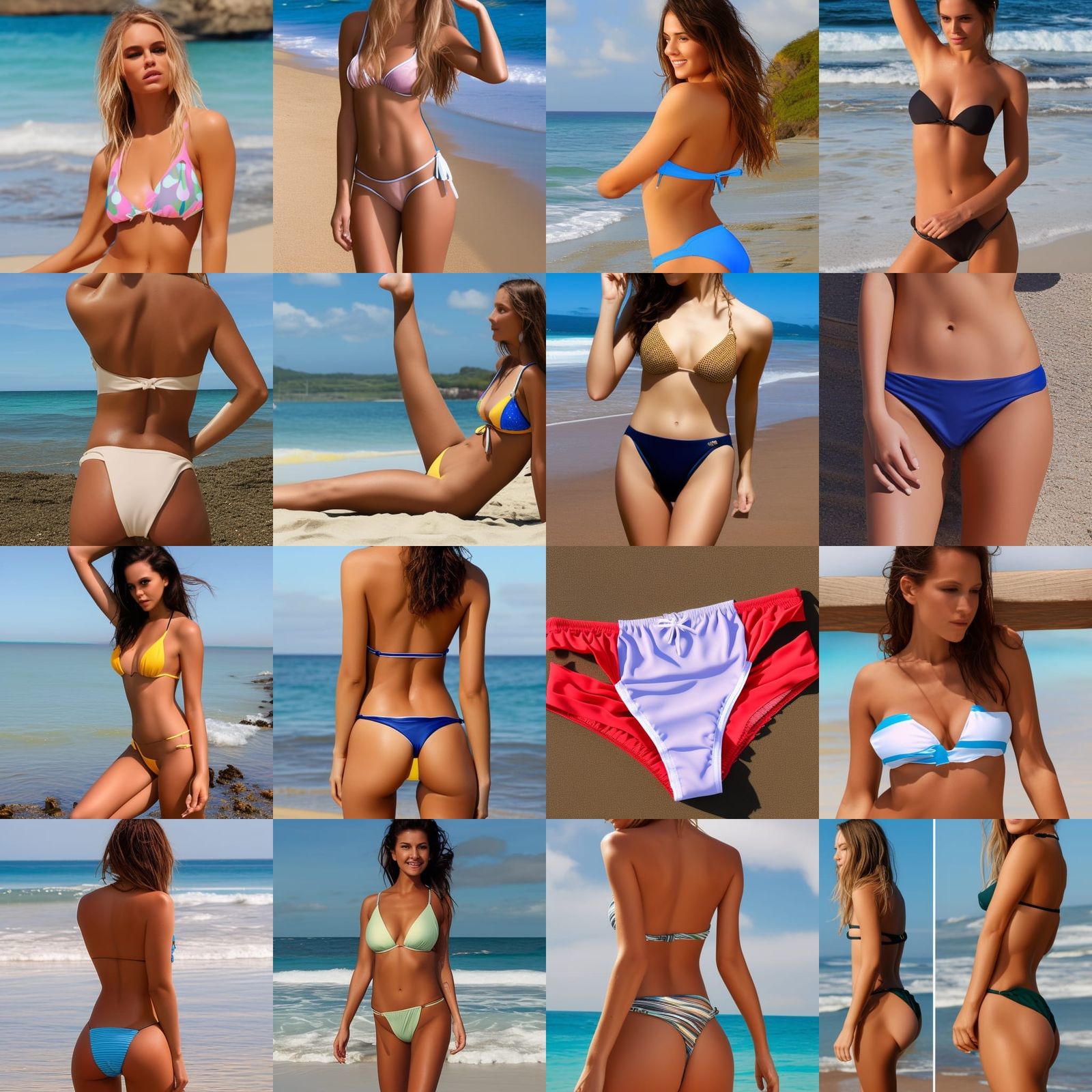 Beach Scene with Bather in Swimwear