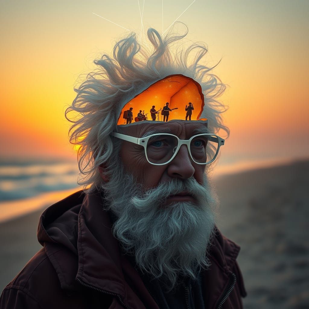 Surreal Cyberpunk Portrait: Musical World Within