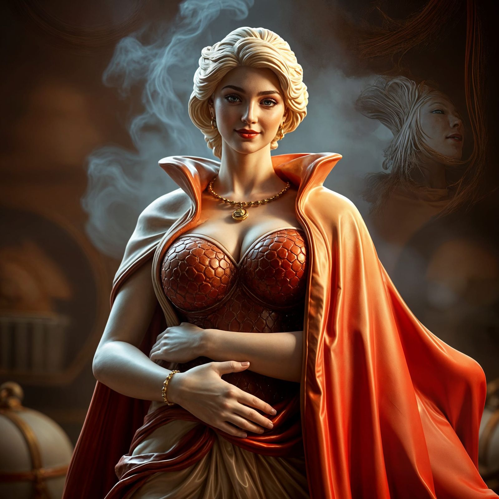 Chocolate Goddess Statue with Puff Pastry Cloak