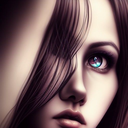 Elegant Woman with Piercing Eyes Digital Illustration
