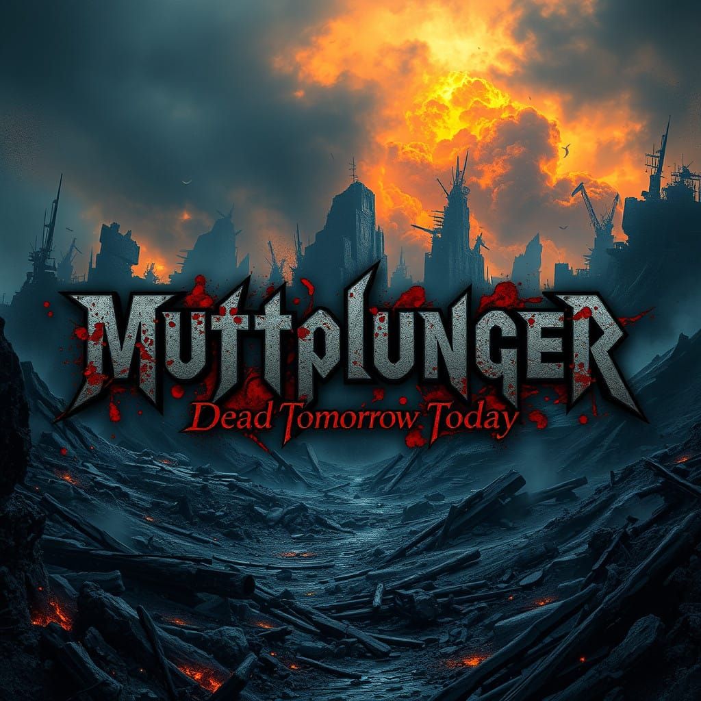 Thrash Metal Album Artwork in Dark Post-Apocalyptic Style