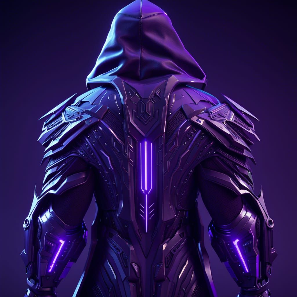 Imposing Figure in Purple Robe with Mech Details