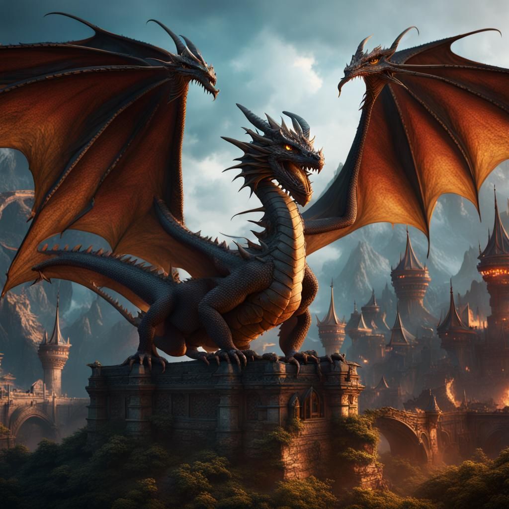 Fantastical Dragons in Detailed Matte Painting