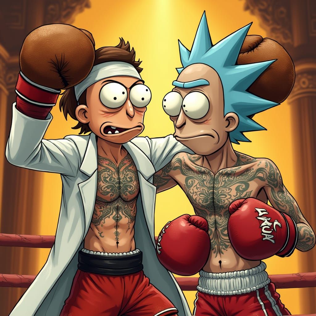 Rick and Morty in Vibrant Muay Thai Action