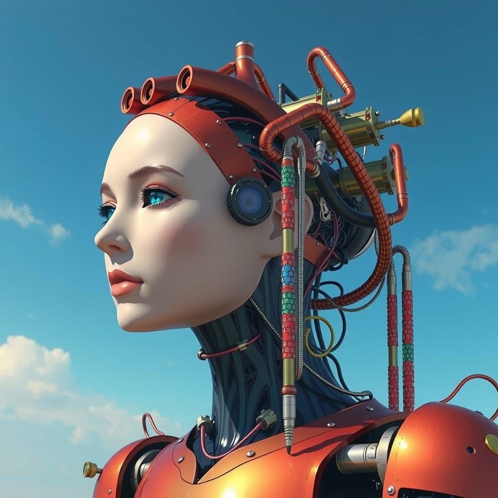 Glass Robot Lady in 1930s Industrial Style