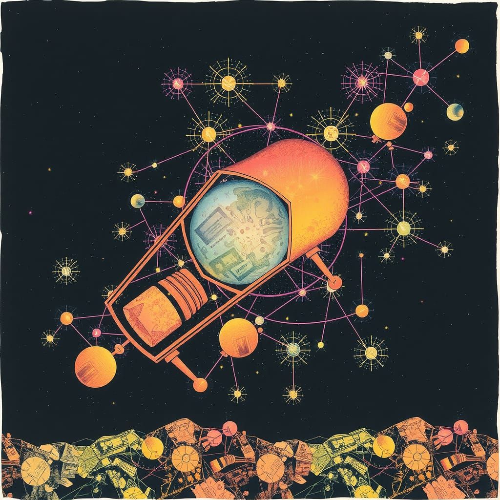 Dreamcore Space Astronomer in Technicolor String Art