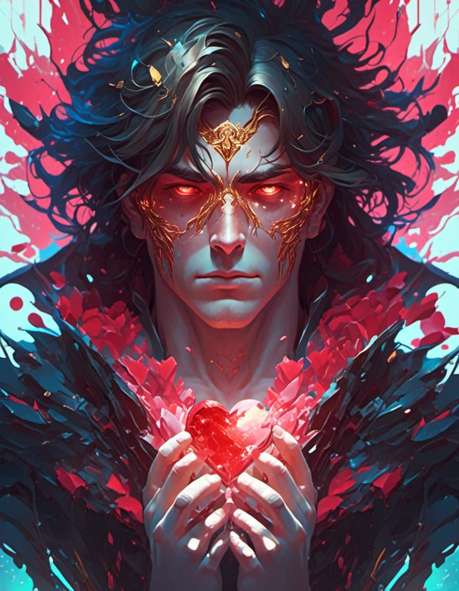 Heartbroken Man Portrait in Detailed Splash Art
