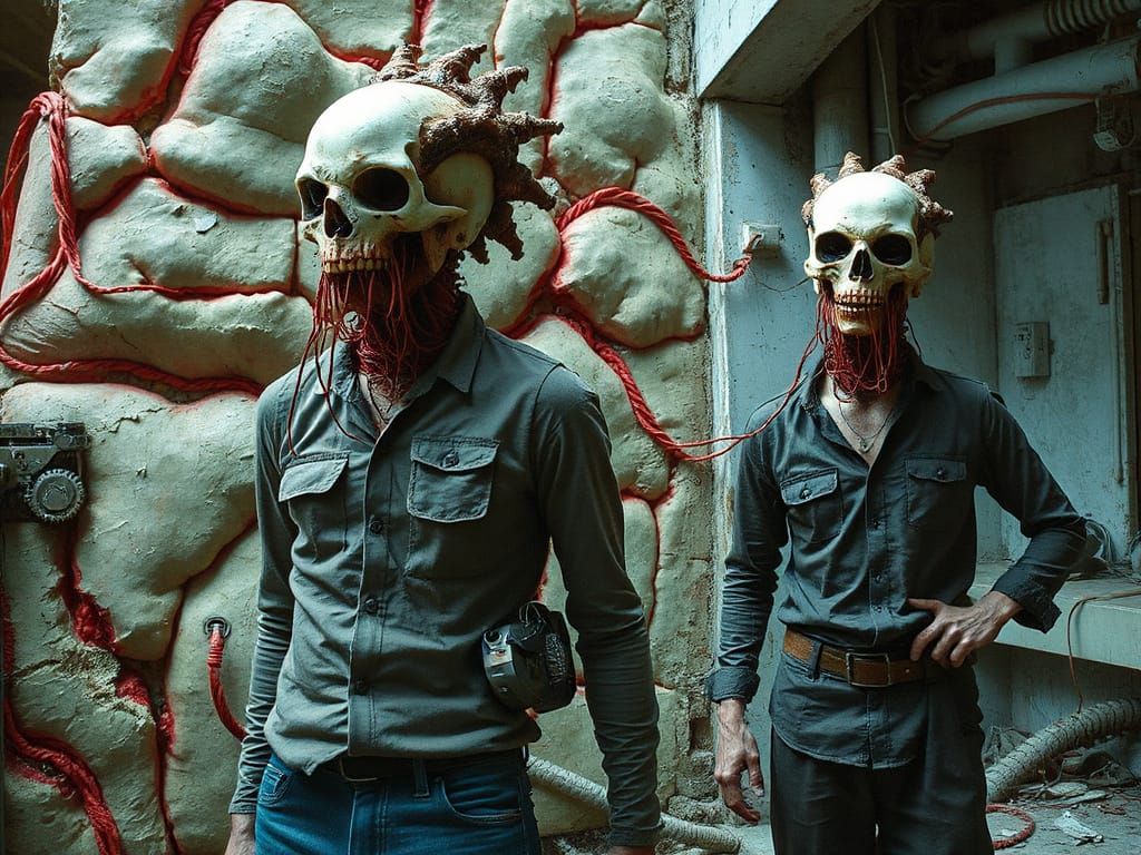 Biomechanical Horror Illustration in Dark Gothic Style