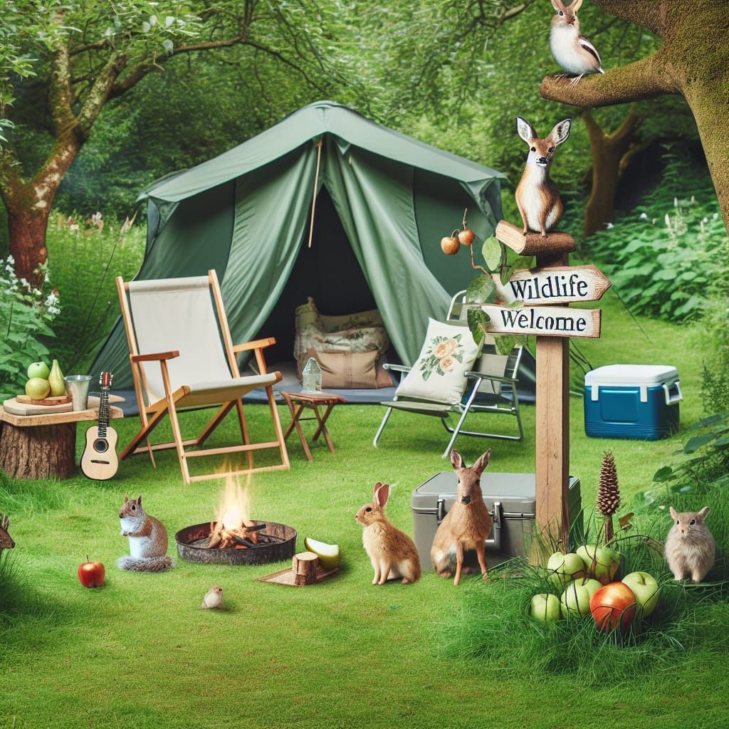 Harmonious Wildlife Camping Scene