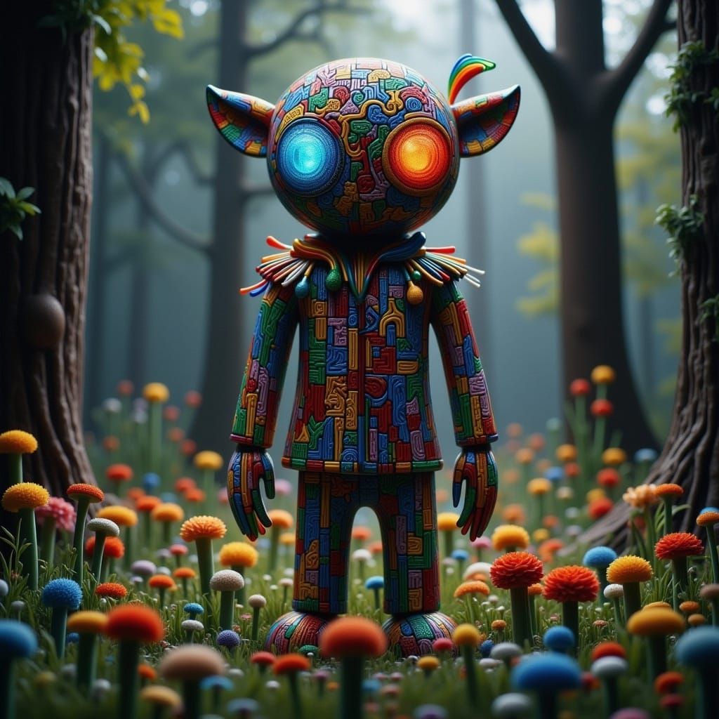 Enchanted Forest Scarecrow with Glowing Eyes