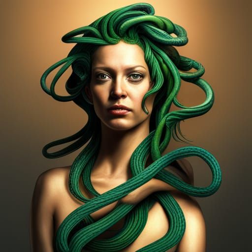 Hyperrealistic Medusa Portrait with Fierce Snakes