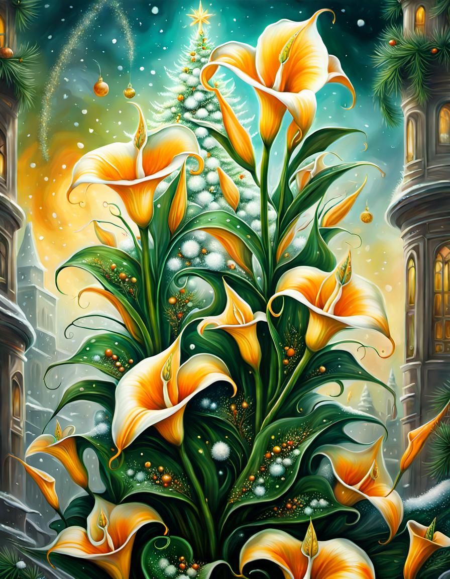 A tall arum lily xmas tree