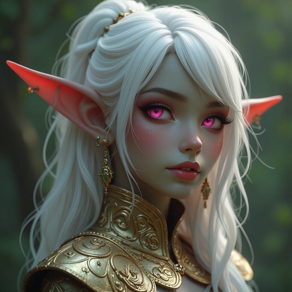 Mystical Black Elf in Art Nouveau Style