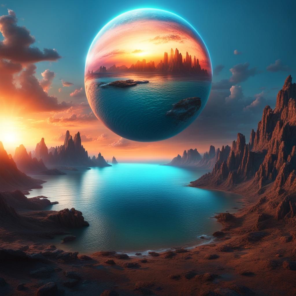 Alien Planet Sunset: Epic Digital Matte Painting