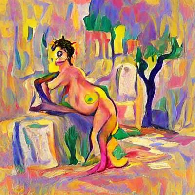 Nude Figure in Fauvist Style