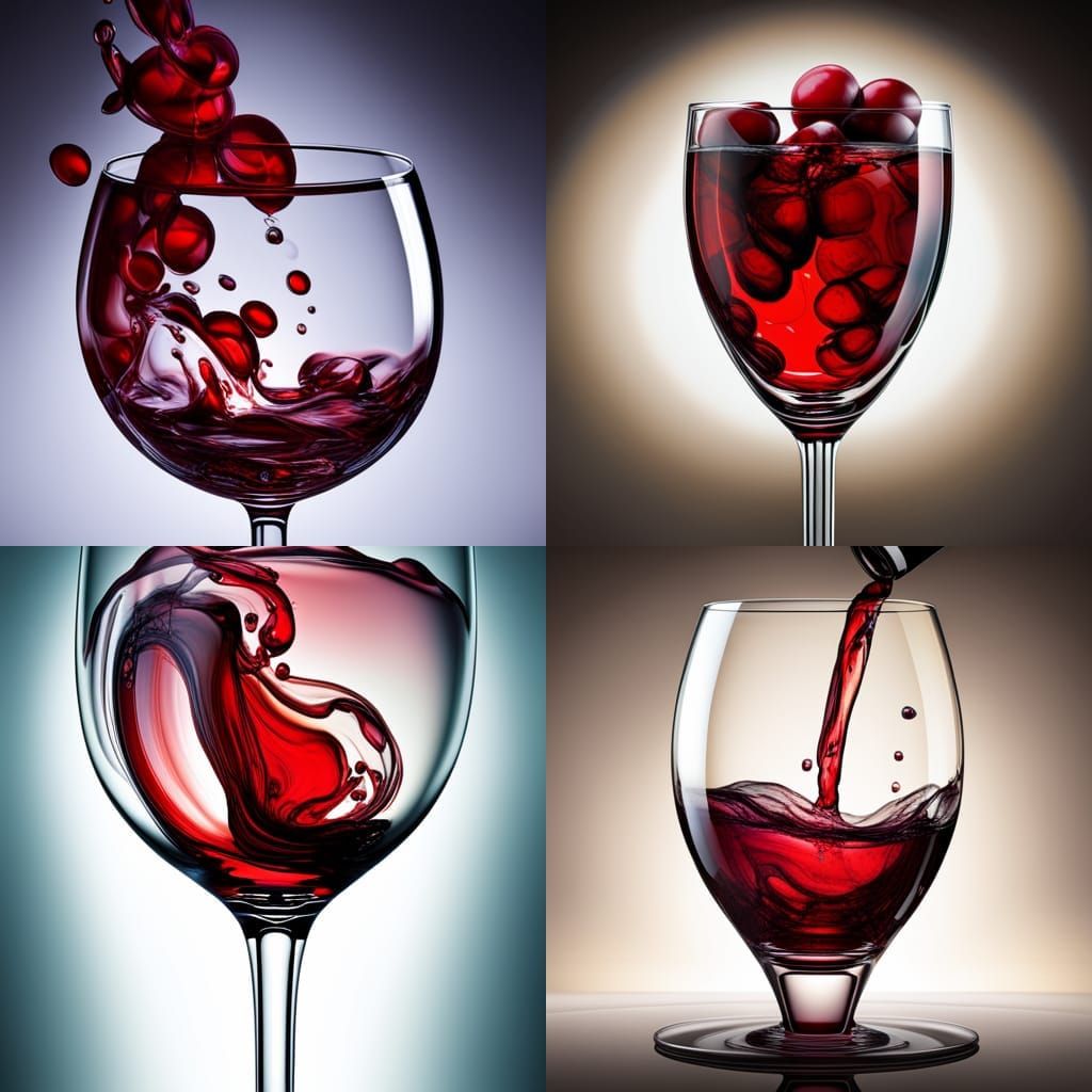 Hyperrealistic Wine Cascade in Crystal Glass