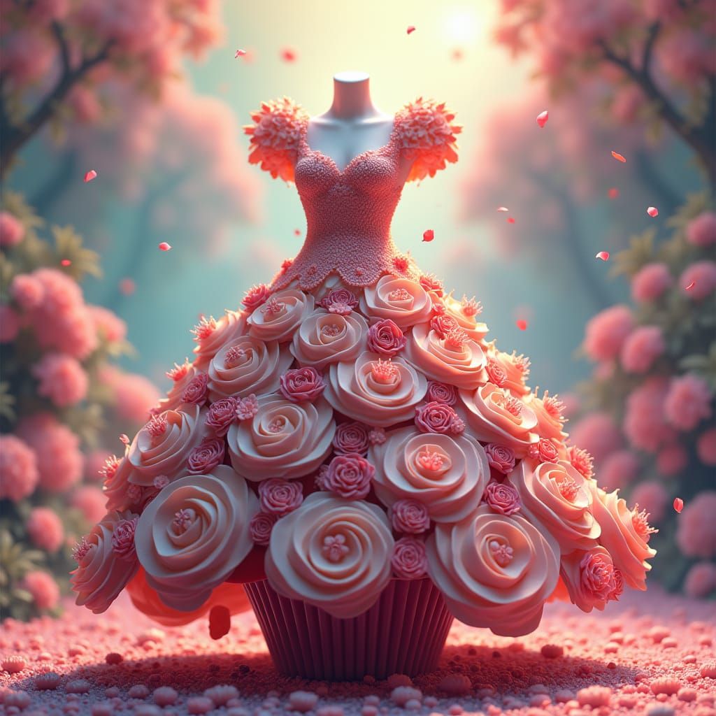 Intricately Detailed Cupcake Dress in Fantasy Style