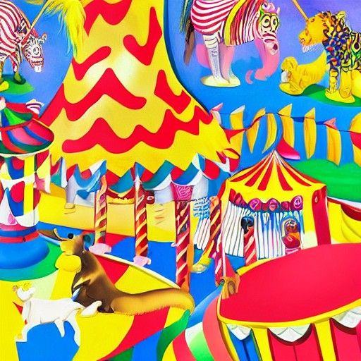 Circus Animals in Gouache Candyland Wonderland