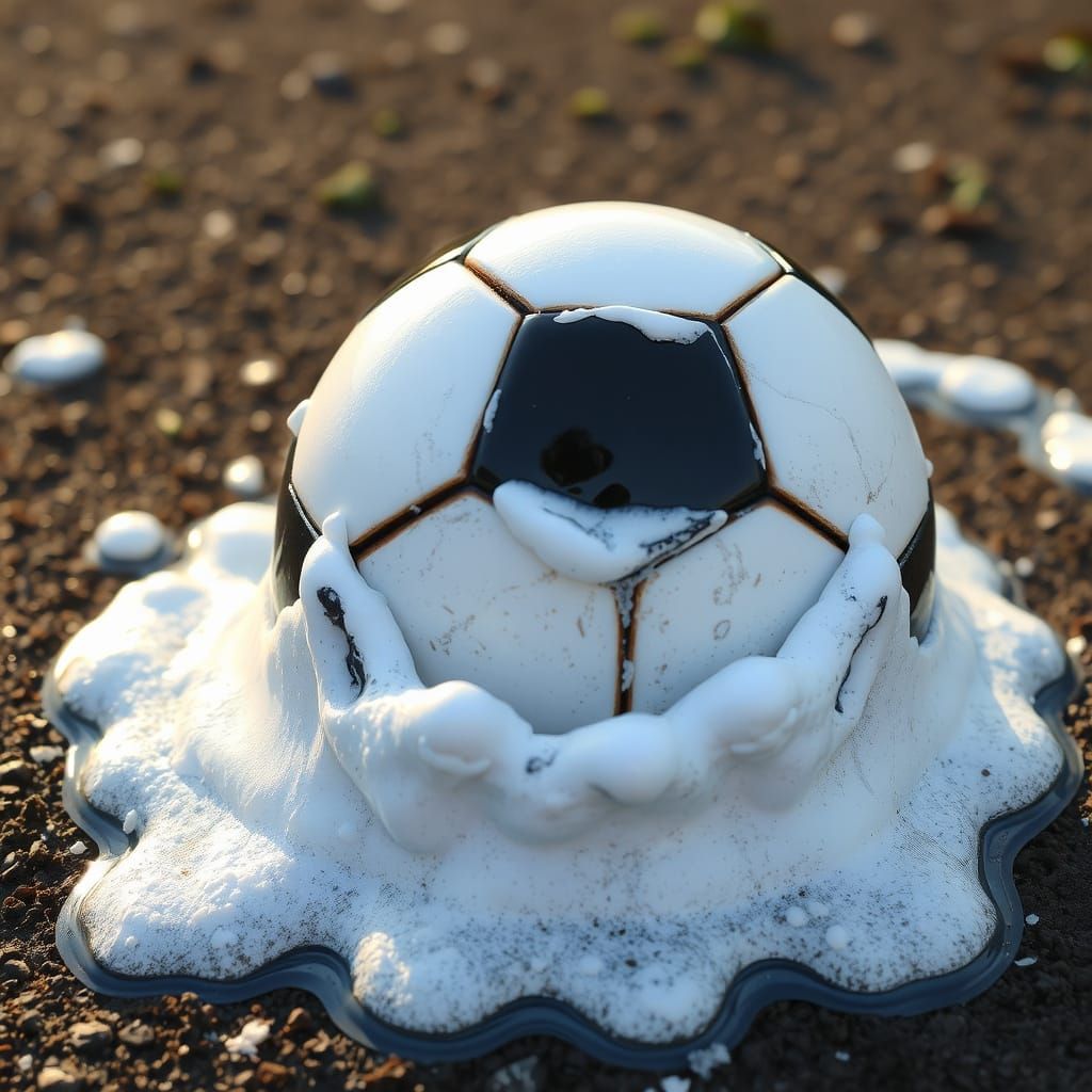 Soccer Ball Melts in Surreal Landscape