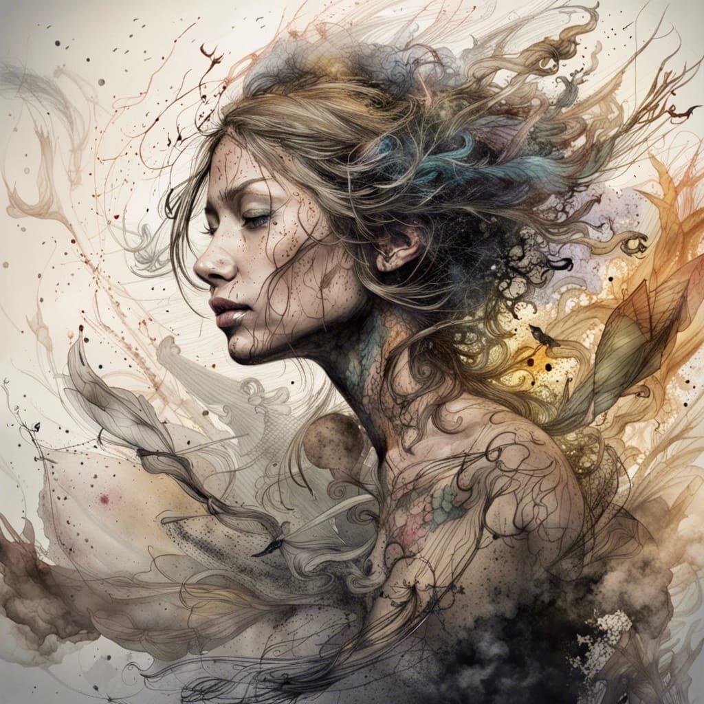 Liquid Ink Raven Dissolving into Smoke