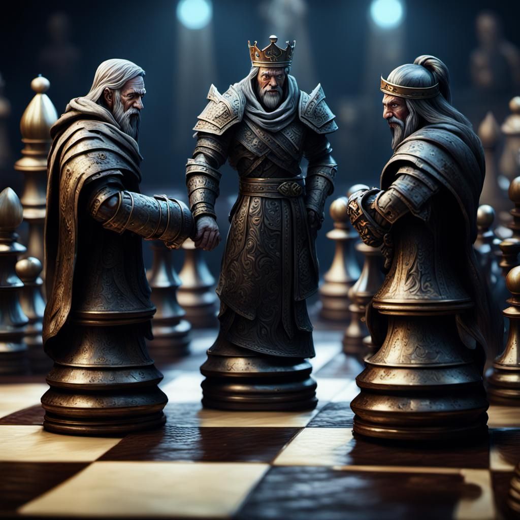 Hyperrealistic Chess Game: Dark Fantasy Concept Art
