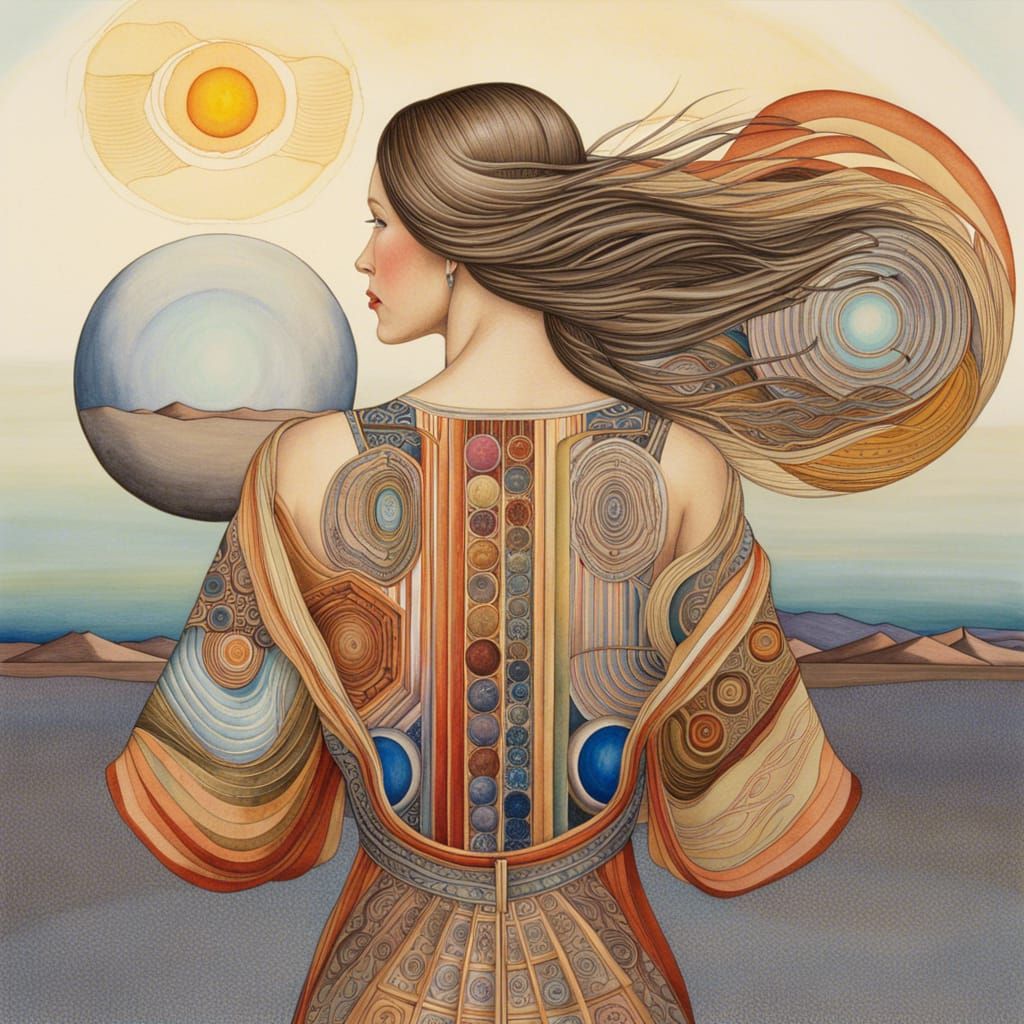 Woman in Desert: Laffoley-Inspired Watercolor