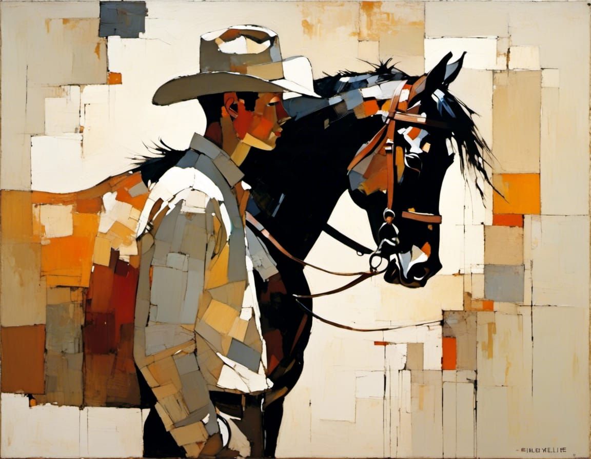 Horse and Boy in Volumetric Lighting Style