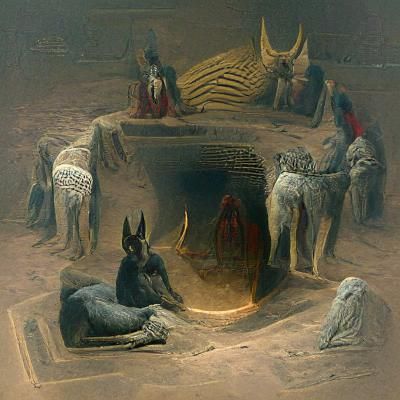 Anubis's Tomb: Gustave Doré-Inspired Ritual Scene