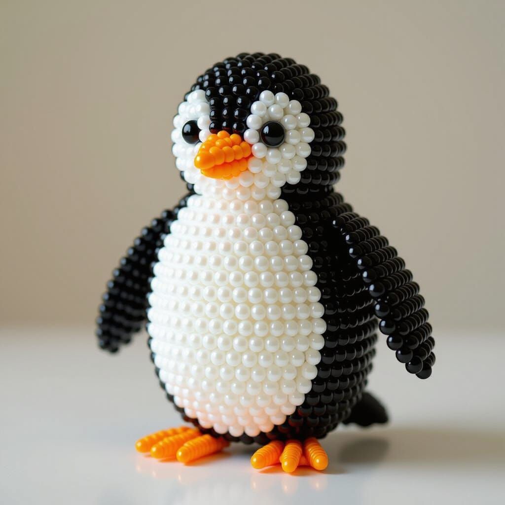 Beaded Penguin Figurine: Colorful Craft