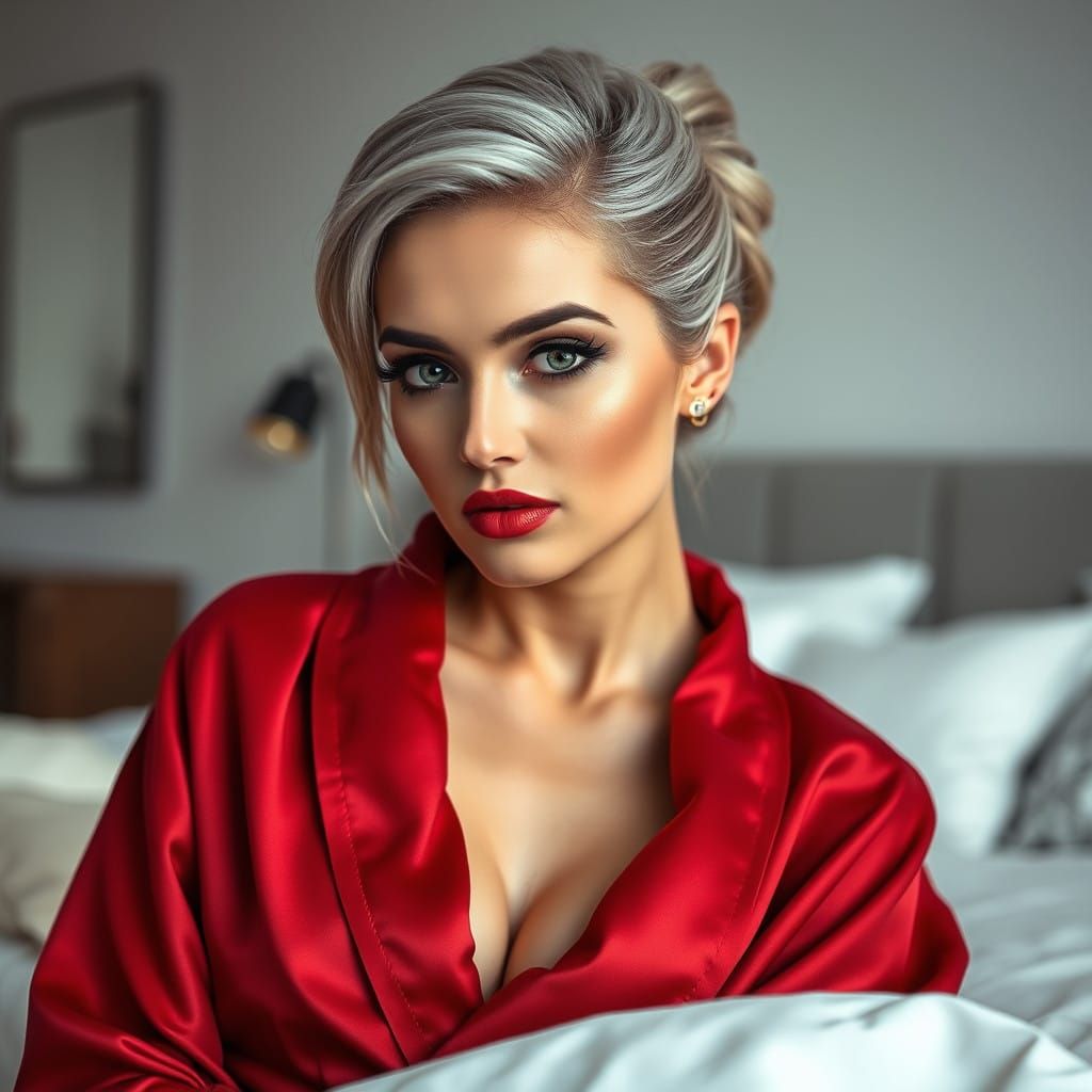 Ethereal Portrait in Red Satin