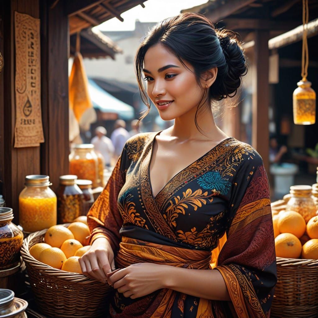 Elegant Young Woman in Traditional Indonesian Attire