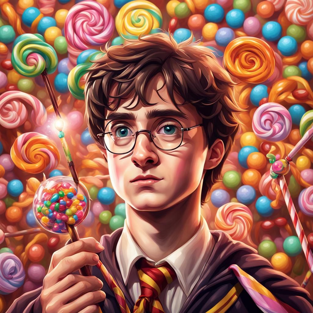 Harry Potter in Whimsical Candy Art Style