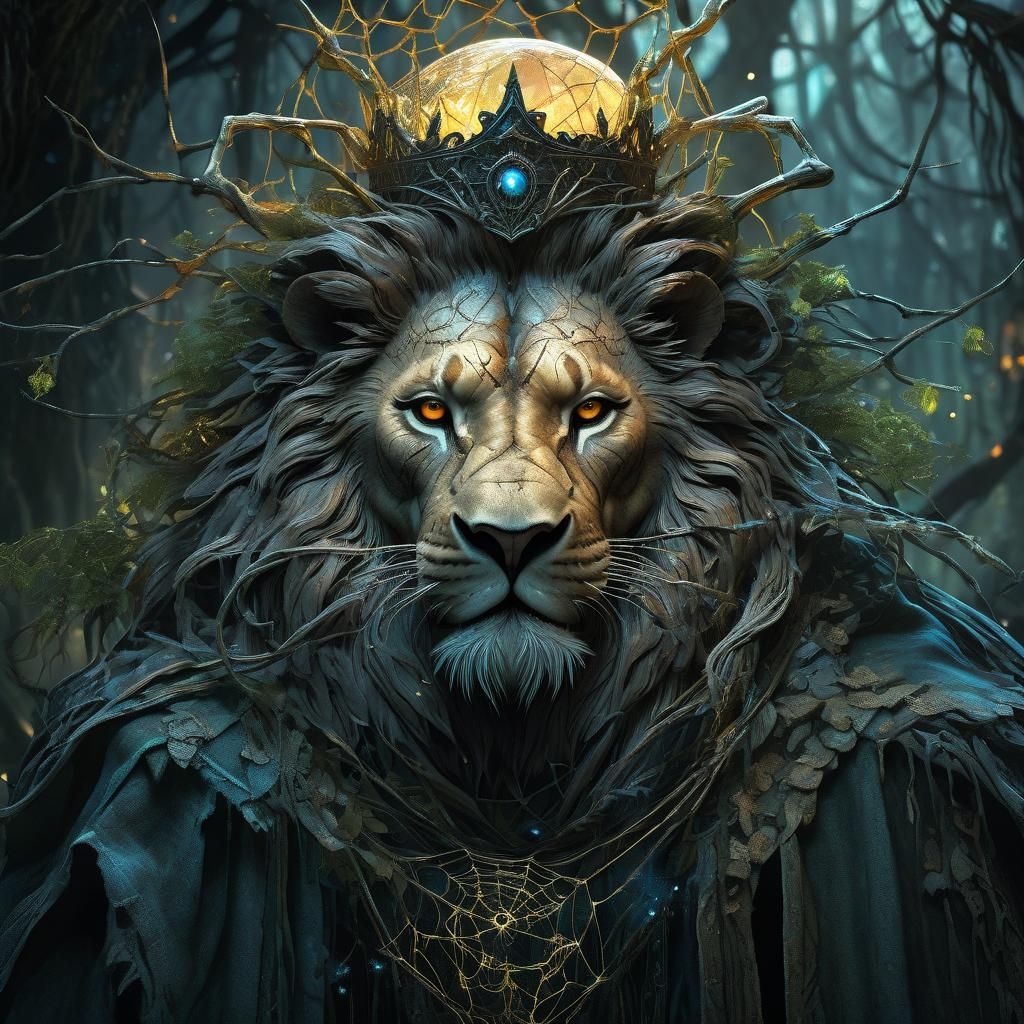 Lion Spider Hybrid in Dark Fantasy Art Nouveau Style